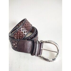 Brighton Belt Womens Size 36" Waist Leather Western Dark Brown Black Distressed